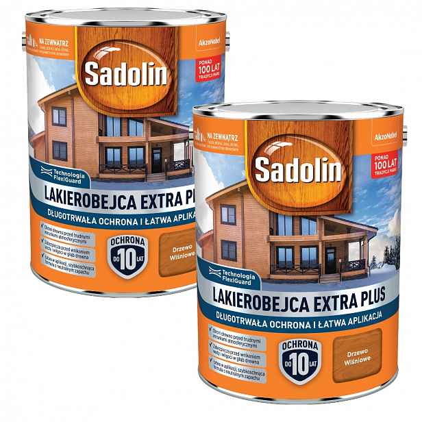 Set Sadolin Extra Plus 2x4,5L Lakobec Na Dřevo Třešňové Dřevo 9L