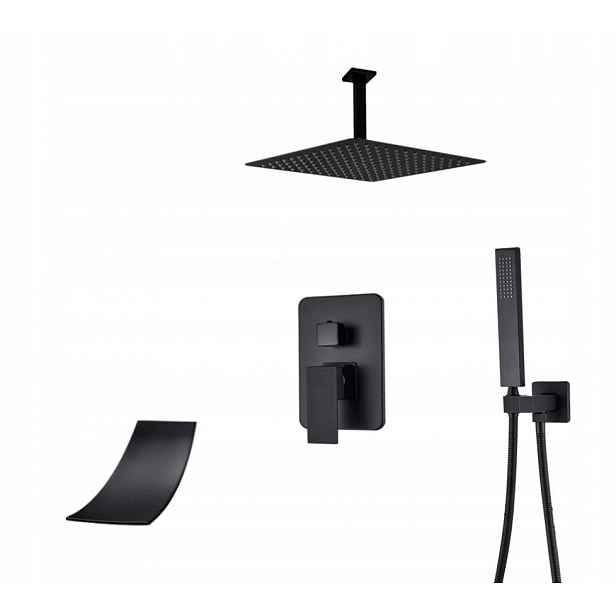 Podomítkový Set Černý Matný Vývod Vodopád Box 30 CM