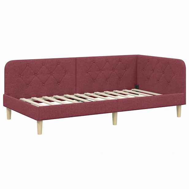 vidaXL Rohový rám postele Víno Červené 90 x 190 cm textil