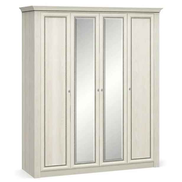Casarredo Šatní skříň 4D BRISTOL NEW II jasan sněhový/zrcadlo
