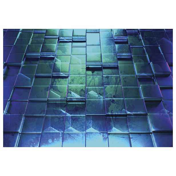 Fototapeta flizelina Geometrická mozaika dlaždic sino-zelená 254x184 lepidlo