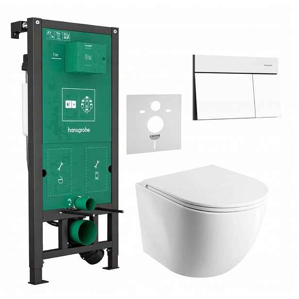 7v1 Wc Set Stelaz Hansgrohe iFrame Wc Mísa Omnires Matná Tlačítko