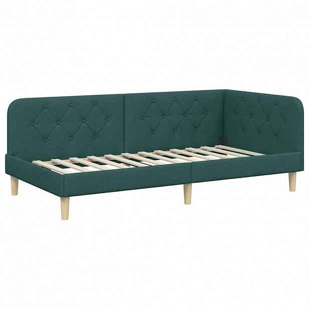 vidaXL Rohový rám postele Tmavě zelená 90 x 190 cm textil
