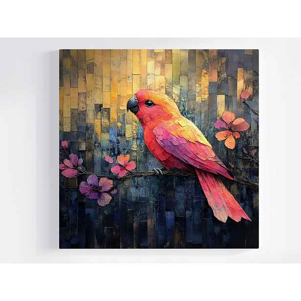 Obraz Na Plátně Canvas Ptáček Papoušek Květiny Grafika 50x50
