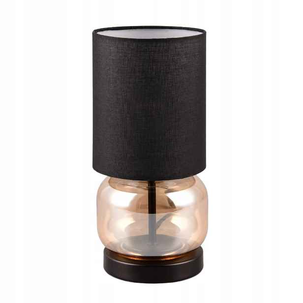 Trio Elio skleněná stolní lampa jantarová černá E27 28,5 cm