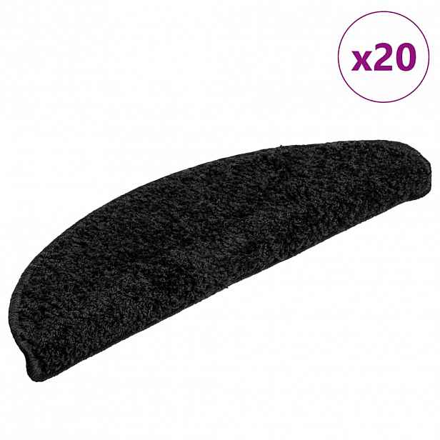 vidaXL Schodové rohože 20 ks 56 x 17 x 3 cm černé, půlkulaté