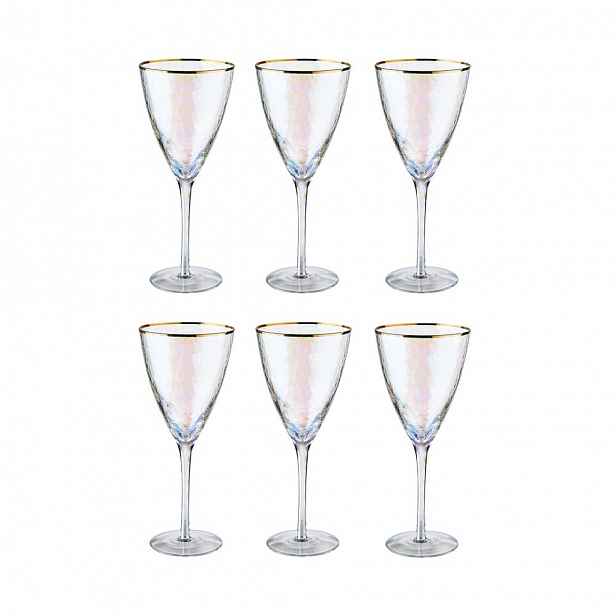 Butlers SMERALDA Sada sklenic na víno se zlatým okrajem 400 ml 6 ks