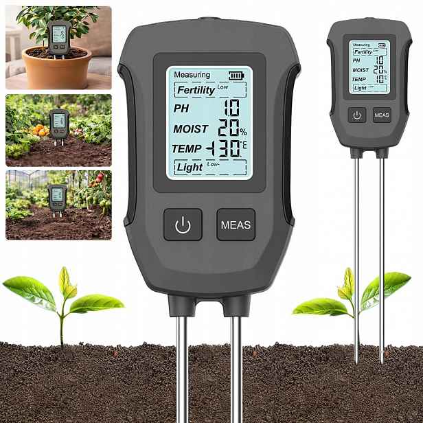 Kyseloměr Půdy Tester Substrátu Ph Země Měřič Teploty Vlhkost LCD