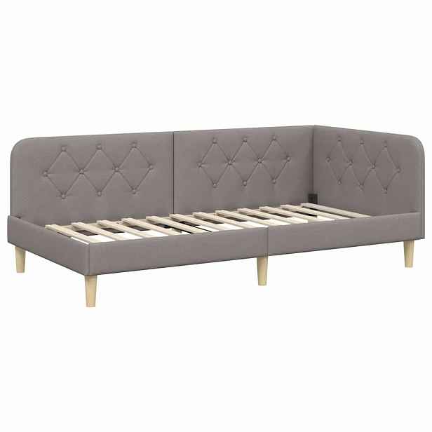 vidaXL Rohový rám postele Taupe 90 x 190 cm textil