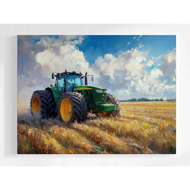 Plakát Vesnice Zemědělství Pole Traktor Žně Obilí 100x75