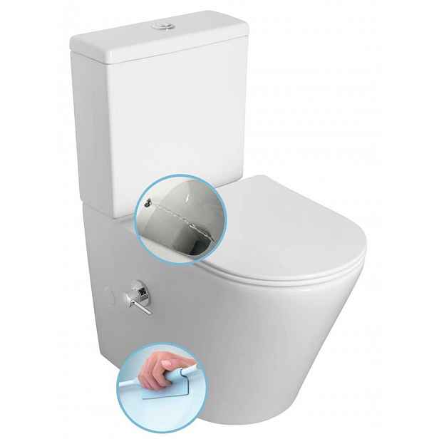 Sapho - Stojící WC s bidetovou sprškou, Rimless, bílá PC1012RX