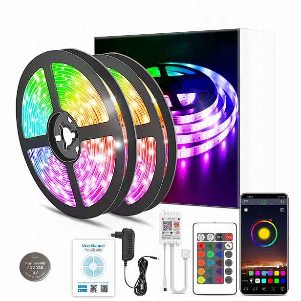 Led pásek 15M Rgb 5050 WiFi Dálkový Ovladač Aplikace Tuya Hudba Set 12V 30led/m