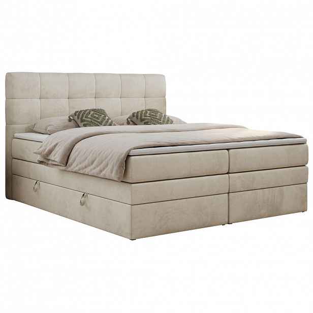 MKS POSTEL BOXSPRING LUKA KING 120/200 - Béžová Samet - H3