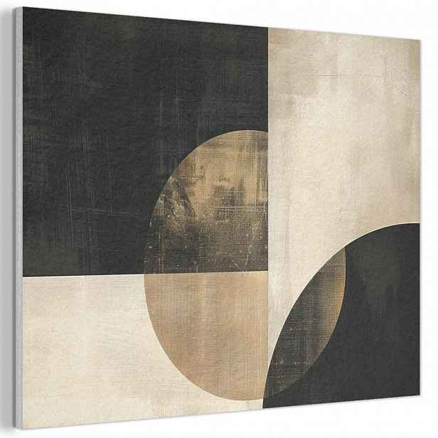 MuchoWow AKUSTICKÝ obraz Abstraktní - Geometrické tvary - Černá - Zlatá 80x60 cm