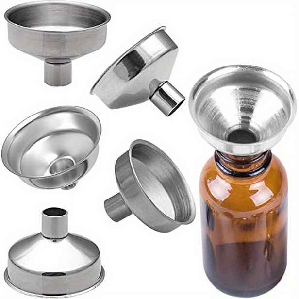 TEMU Mini nerezová nálevka o průměru 1,25 palce (cca 3,2 cm), vhodná pro miniaturní lahvičky, esenciální oleje, rtěnky, kuchyňské koření a tekutiny,