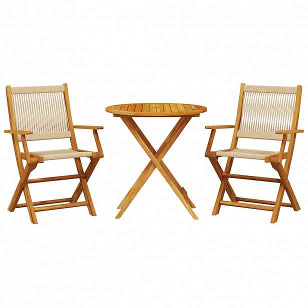 vidaXL 3dílný bistro set béžový polypropylen a masivní dřevo