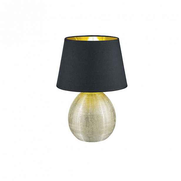 Černá stolní lampa z keramiky a tkaniny Trio Luxor, výška 35 cm