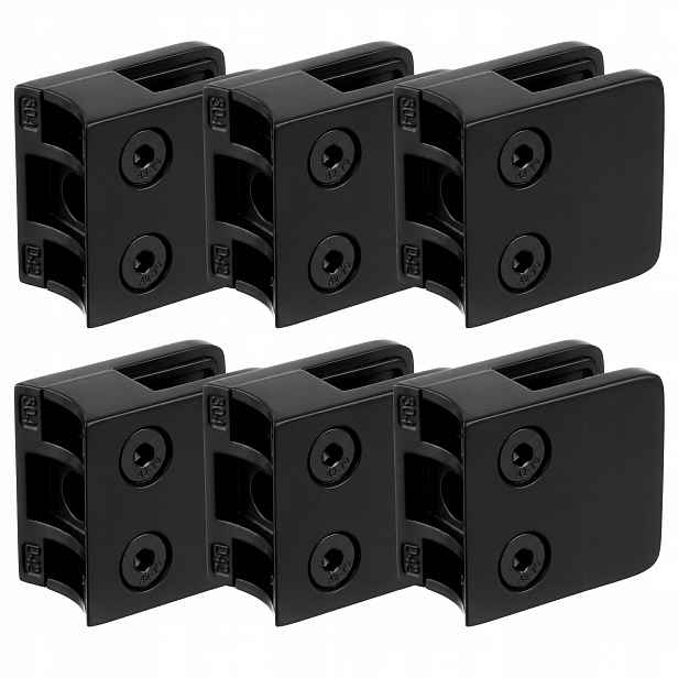 Držák na sklo 45x45 mm Černý hladký mat na trubku pro skleněné zábradlí