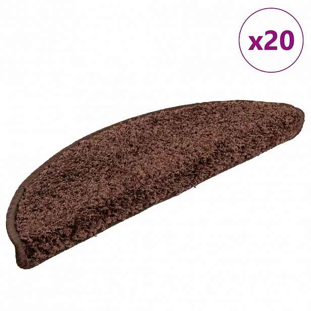 vidaXL Schodové rohože 20 ks 56 x 17 x 3 cm hnědé půlkulaté