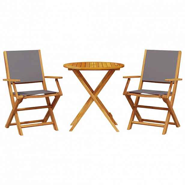 vidaXL 3dílný bistro set antracitový textil a masivní dřevo