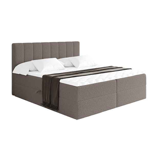 ALTDECOR KONTINENTÁLNÍ POSTEL s matrací H4 - OTTA - 200x200 cm Hnědá