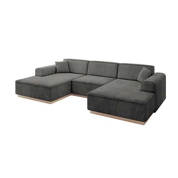 ALTDECOR SEDACÍ SOUPRAVA ve tvaru U IREA-U1 301x165x80 Tmavě šedá Velur