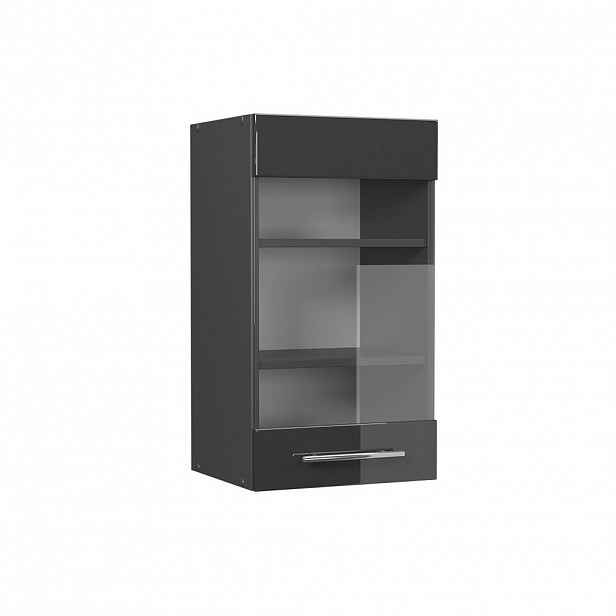 Vicco SKLENĚNÁ KUCHYŇSKÁ SKŘÍŇKA Fame-Line Antracitový vysoký lesk 40 cm
