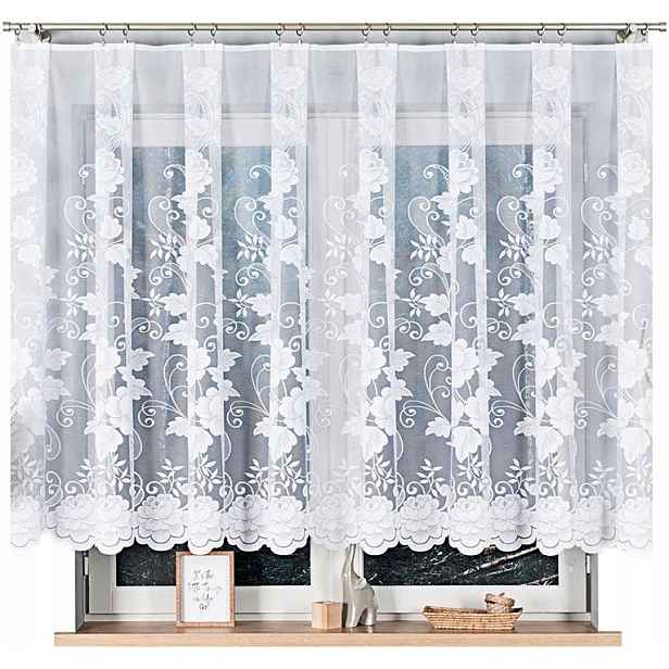 Záclona vzor 023006, 500 x 140 cm, jednoduchá s květinami (s lemováním)