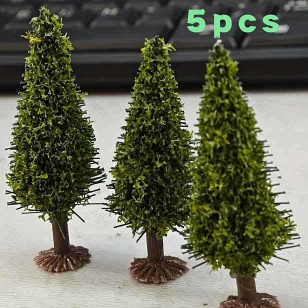 TEMU 5 ks Zelené krajinné modely Cedrové stromy Miniatury Cedrové stromy Model Krajinné dekorace Vánoční dekorace