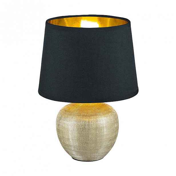 Černá stolní lampa z keramiky a tkaniny Trio Luxor, výška 26 cm