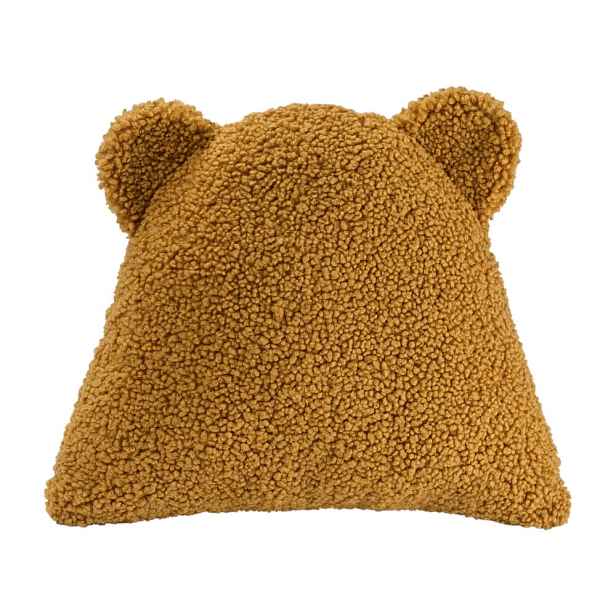 Hnědý dětský pohovkový polštář z textilie bouclé Bear – Wigiwama