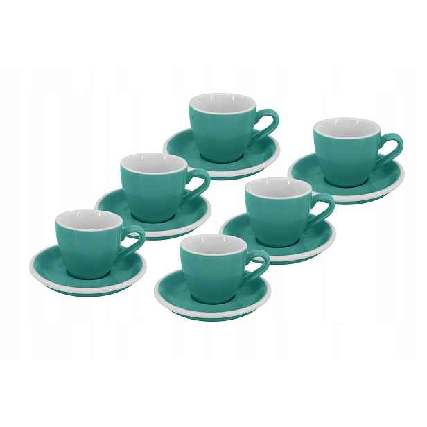 Set 6 ks Presso šálek s podšálkem Roma, 75 ml, tyrkysový