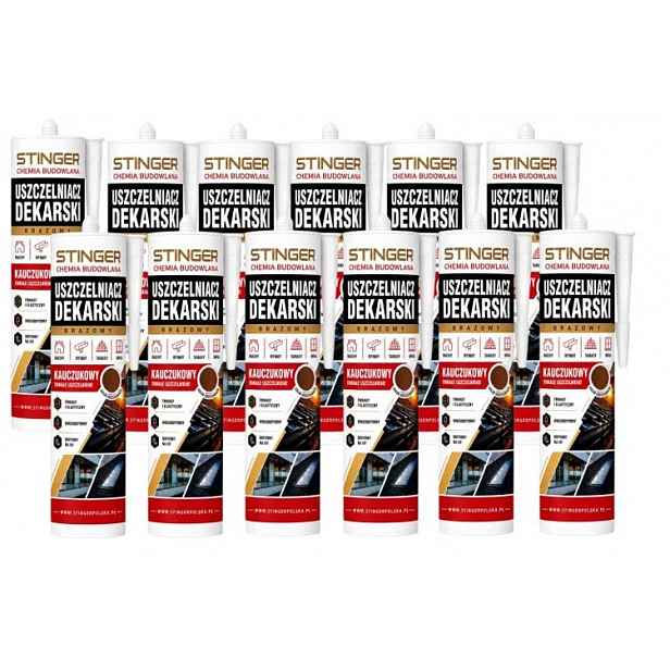 12x Kaučukový pokrývačský tmel 300 ml Hnědý pro plechové střechy