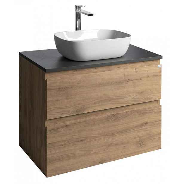 Aqualine Altair - Umyvadlová skříňka 60x78x45 cm, 2 zásuvky, dub emporio/antracit břidlice AI380-02