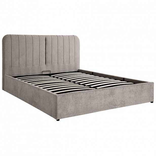 Beautysofa ČALOUNĚNÁ POSTEL Livre bez matrace, s úložným prostorem, plynovými písty, 160x200 cm, žinylková látka, tmavě béžová