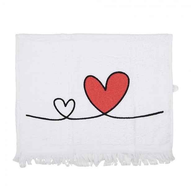 Bílý froté kuchyňský ručník se srdíčky Hearts Love - 40*66 cm Clayre & Eef