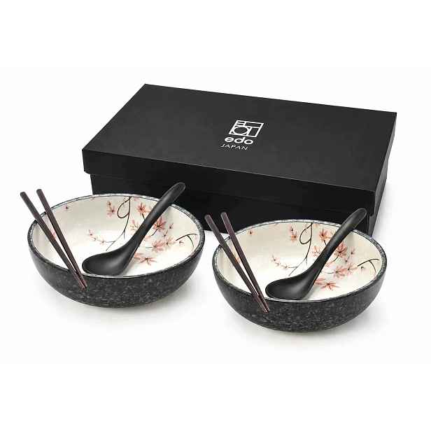 Sada 2 misek s lžícemi a paličkami – Ramen Maple Leaf 20 cm Box
