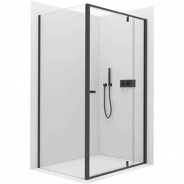 Sprchový kout Santini L/P - 6 mm - černá matná, transparentní sklo - 120x80x195 cm - pivotový