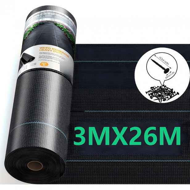 TEMU Zahradní tkanina pro kontrolu plevele - 120g/m², odolná vysokohustotní polypropylenová (HDPP) černá tkaná , vysoce odolná vůči UV záření a proti