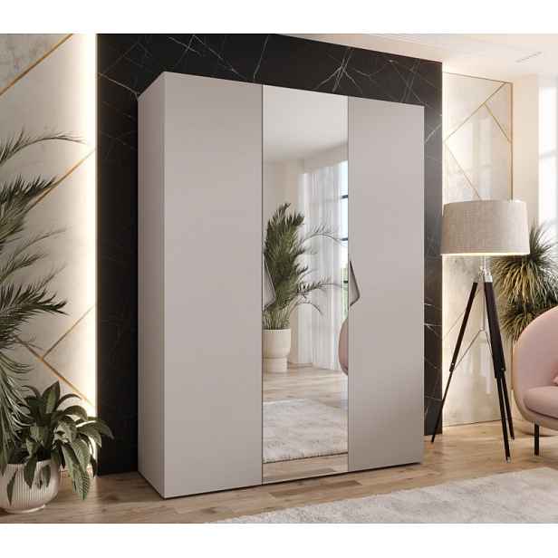 Třídveřová šatní skříň 150 cm AMARIS 2 - kašmír / kašmírové úchyty