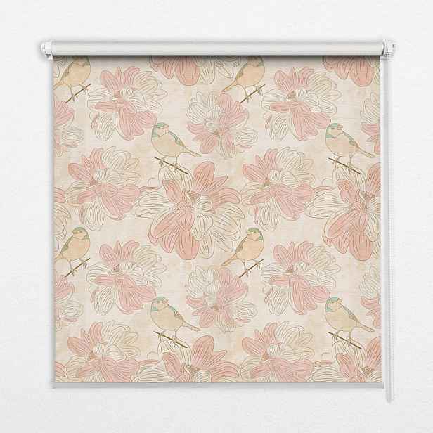 TULUP VNITŘNÍ roleta - okenní roleta - roleta - 70x140 cm - Ptáci mezi květinami