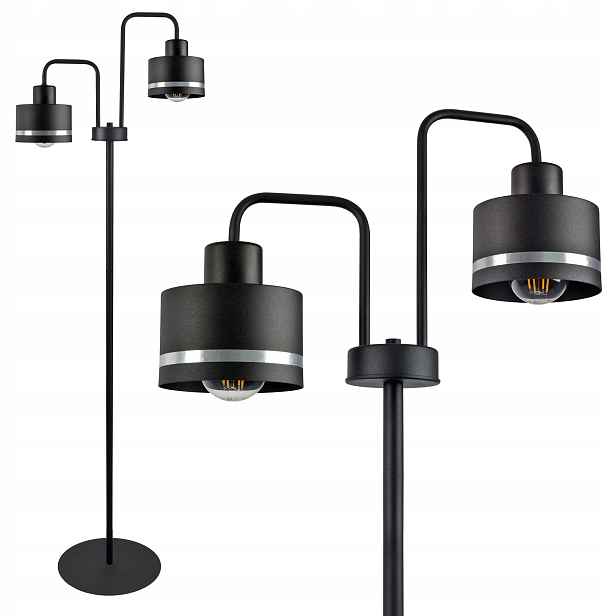 Stojací Podlahová Lampa Kovové stříbrné Led pásky
