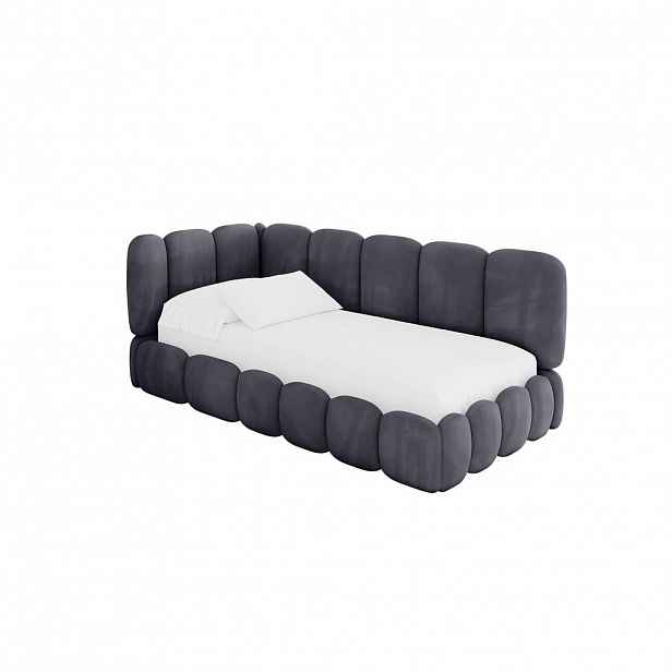 ALTDECOR JEDNOLŮŽKOVÁ POSTEL pro mládež s úložným prostorem, vpravo - AVRY 80x200 tmavě šedá