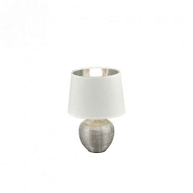 Bílá stolní lampa z keramiky a tkaniny Trio Luxor, výška 26 cm