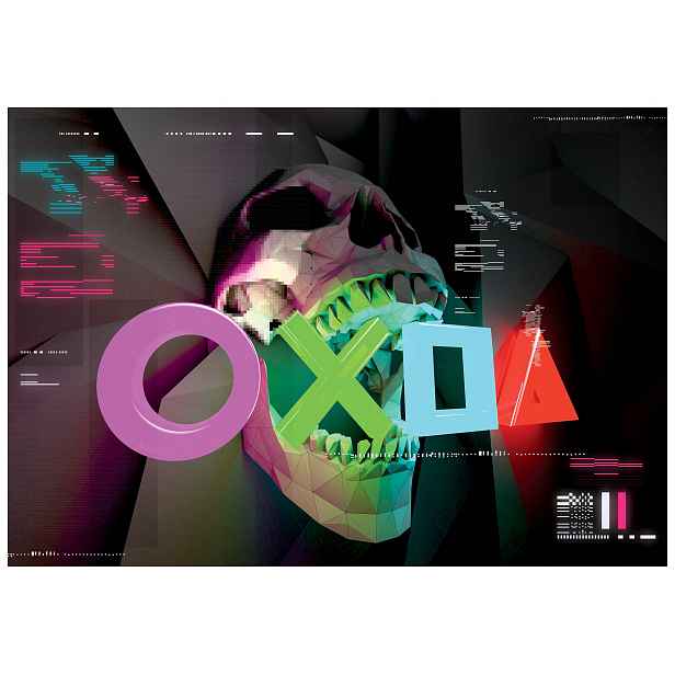 Fototapeta Lebka Oxda Geometrický Cyberpunk High-Tech Loft 350x250 lepidlo