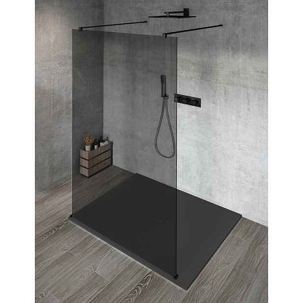 Gelco VARIO BLACK jednodílná sprchová zástěna do prostoru, kouřové sklo, 800 mm