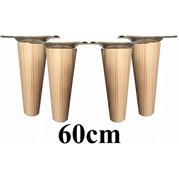 Nohy Nožky dřevěné zúžené 60 cm 4ks plechy