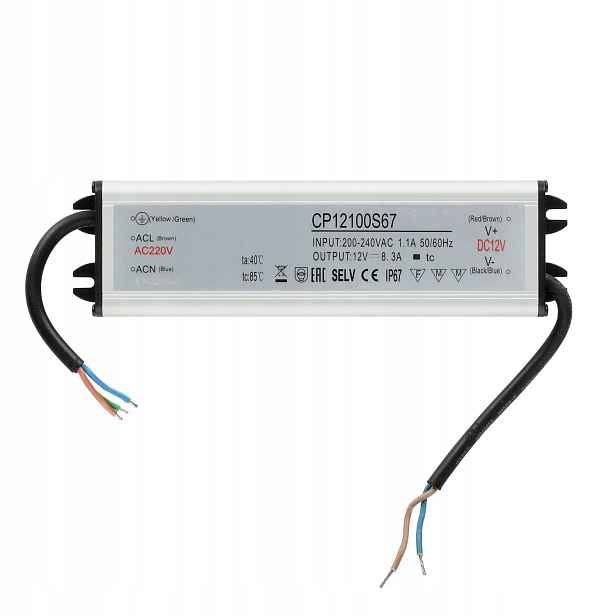 Led zdroj pro instalaci Led pásků 12V 100W 8,3A IP67