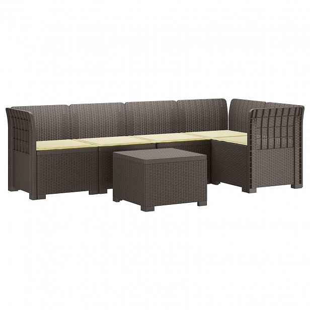 vidaXL 5-místné Zahradní Sofa s Polštáři ve Vzhledu Ratan PP