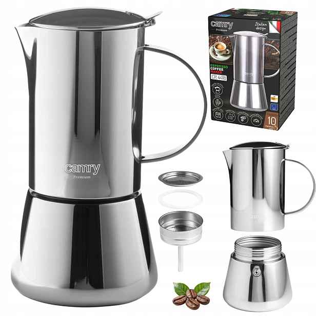 Kávovar z nerezové oceli Camry Cr 4418 Plyn/indukce Moka Espresso